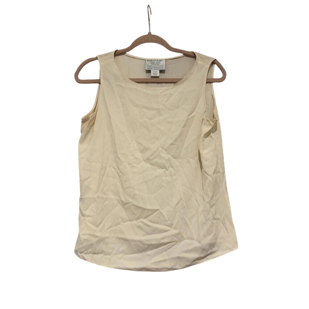 Womens Emanuel Ungaro stretch‎ silk cream tank..scheer...preloved sz 8 #259